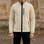 Men's Sherpa Fleece Jacket – Stand Collar Full-Zip Teddy Jacket