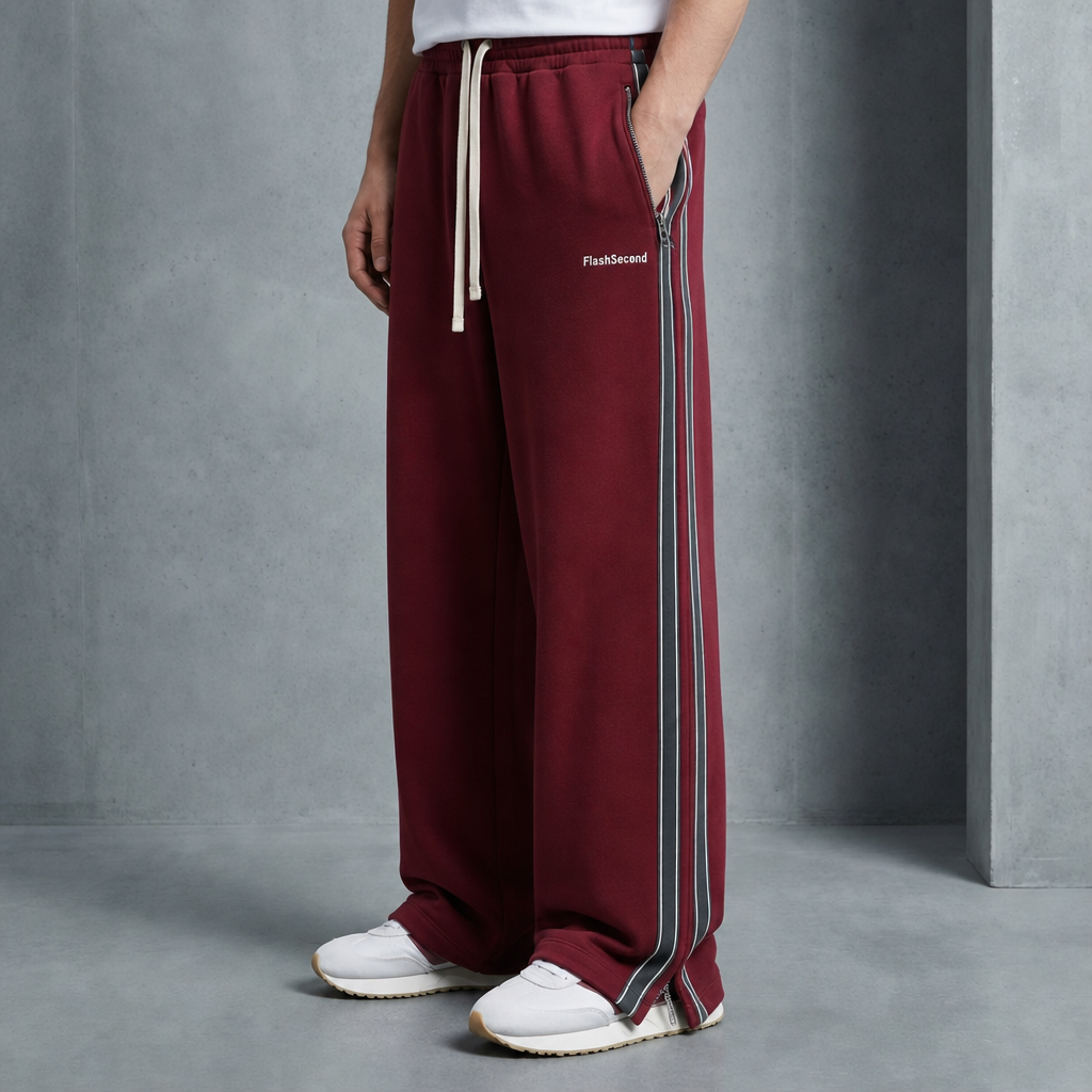Men's Wide-Leg Track Pants – Side Stripe Drawstring Sweatpants