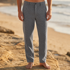 Men's Check Corduroy Trousers – Flat-Front Straight-Leg Pants