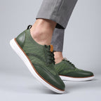 Men's Brogue Hybrid Sneakers – Wingtip Knit Lace-Up Casual Shoes