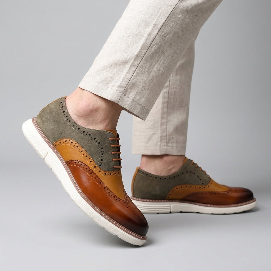 Men's Wingtip Brogue Oxford Shoes – Chunky Sole Hybrid Dress Shoes
