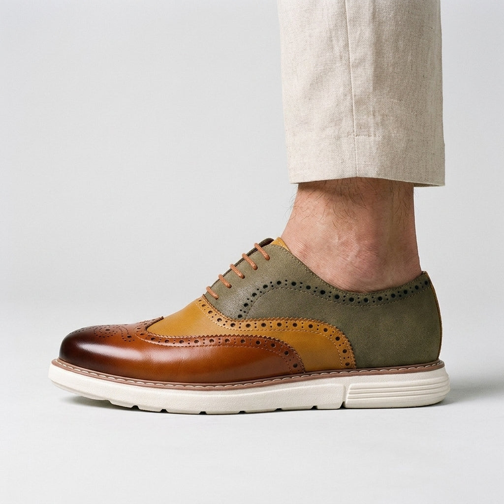 Men's Wingtip Brogue Oxford Shoes – Chunky Sole Hybrid Dress Shoes