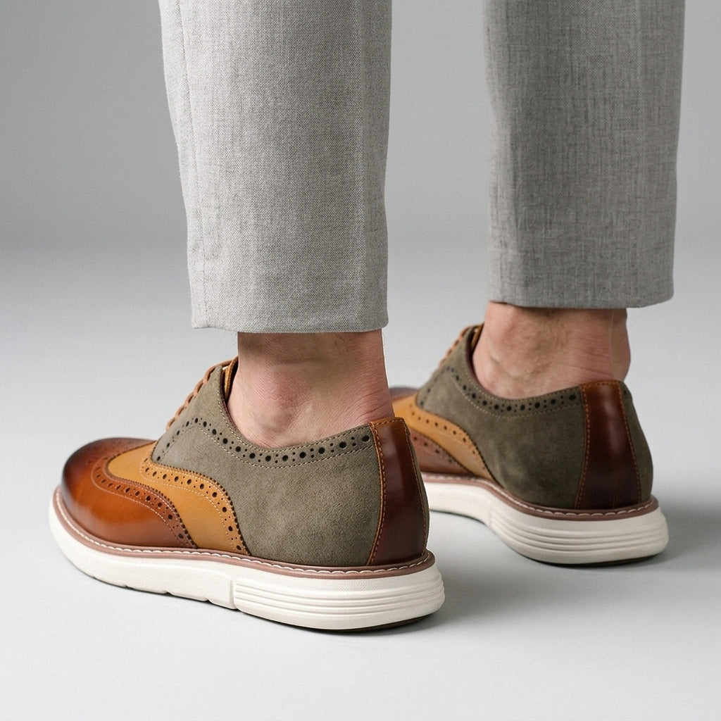 Men's Wingtip Brogue Oxford Shoes – Chunky Sole Hybrid Dress Shoes