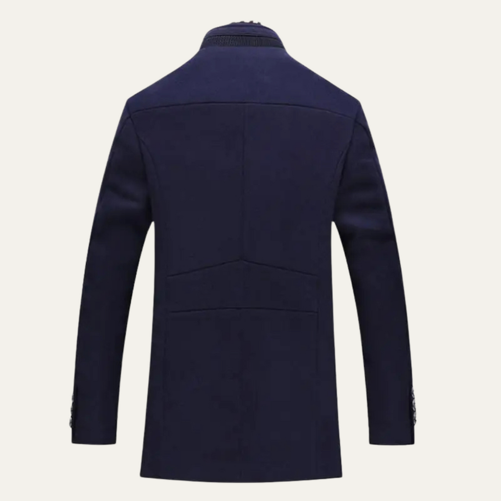 Men's Stand Collar Trench Coat – Smart Casual Wool Blend Overcoat