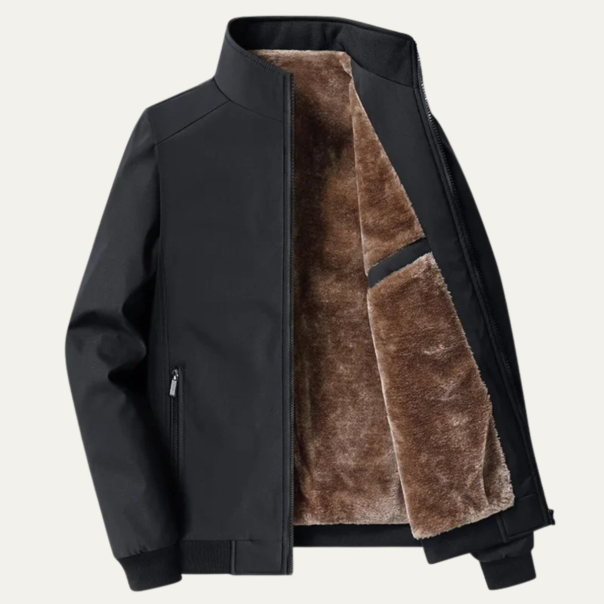 Men's Fleece Lined Zip Jacket – Sleek Warm Winter Layer