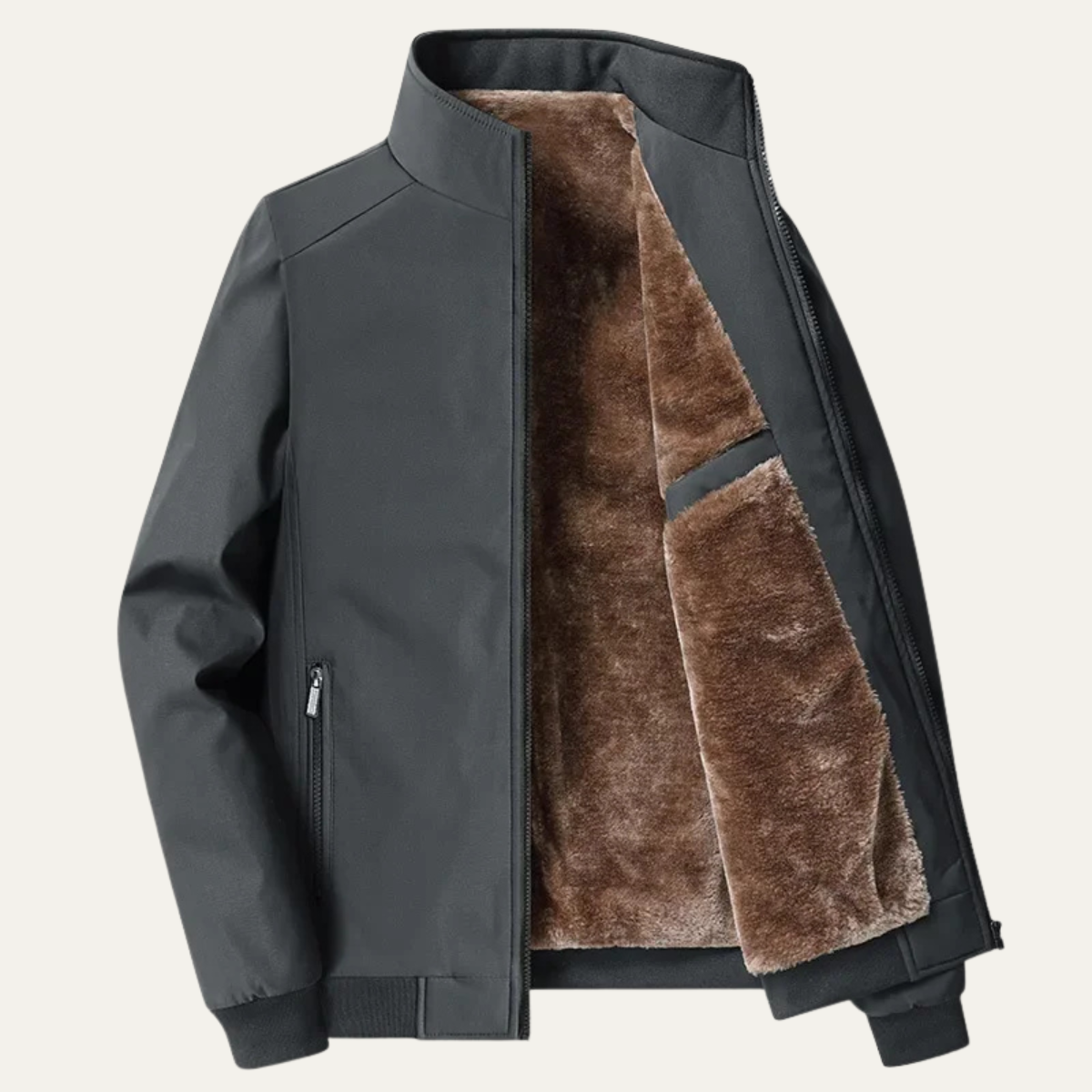 Men's Fleece Lined Zip Jacket – Sleek Warm Winter Layer