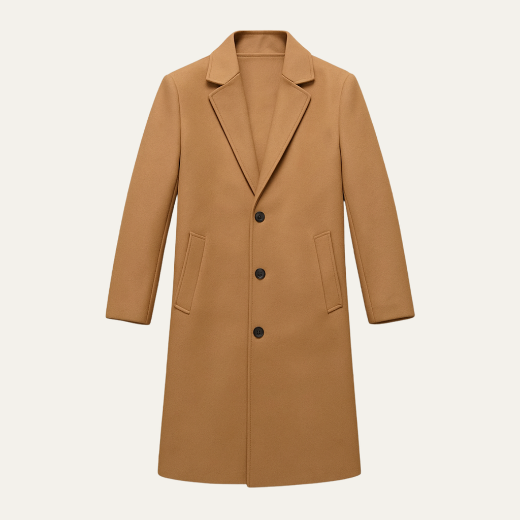 Men's Minimal Longline Overcoat – Classic Tailored Business Coat