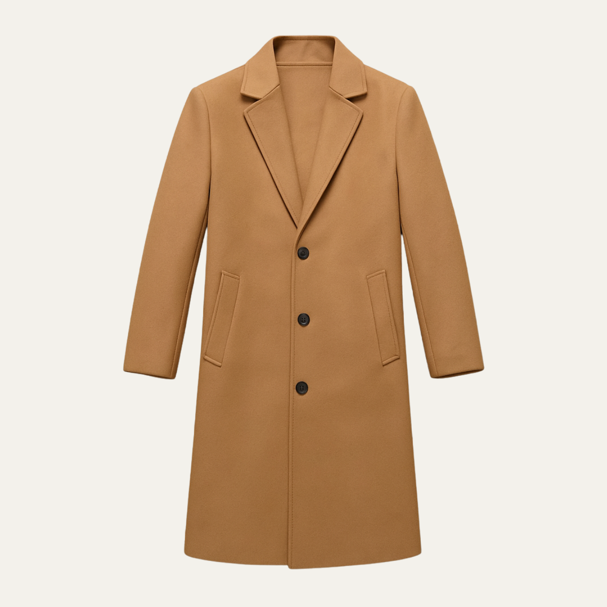Men's Minimal Longline Overcoat – Classic Tailored Business Coat