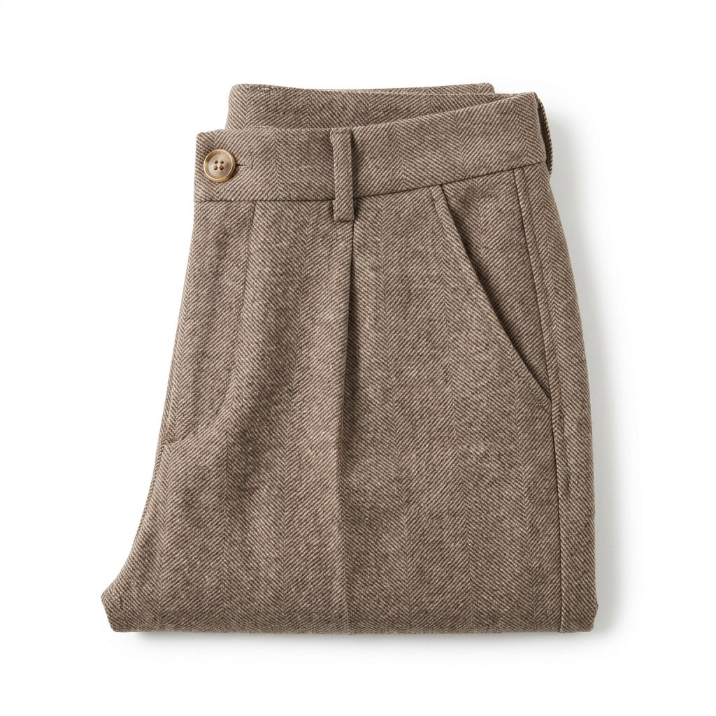 Men's Herringbone Trousers – Tailored Fit Pattern Pants for Work and Weekend