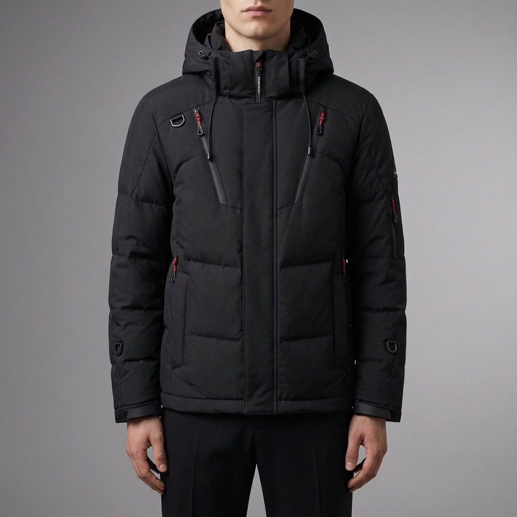 Men's Hooded Puffer Parka – Quilted Insulated Winter Jacket