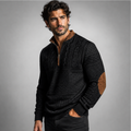 Men's Patterned Half-Zip Sweater – Knit Pullover with Elbow Patches