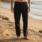 Men's Check Corduroy Trousers – Flat-Front Straight-Leg Pants