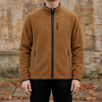 Men's Sherpa Fleece Jacket – Stand Collar Full-Zip Teddy Jacket