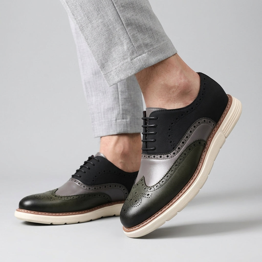 Men's Wingtip Brogue Oxford Shoes – Chunky Sole Hybrid Dress Shoes
