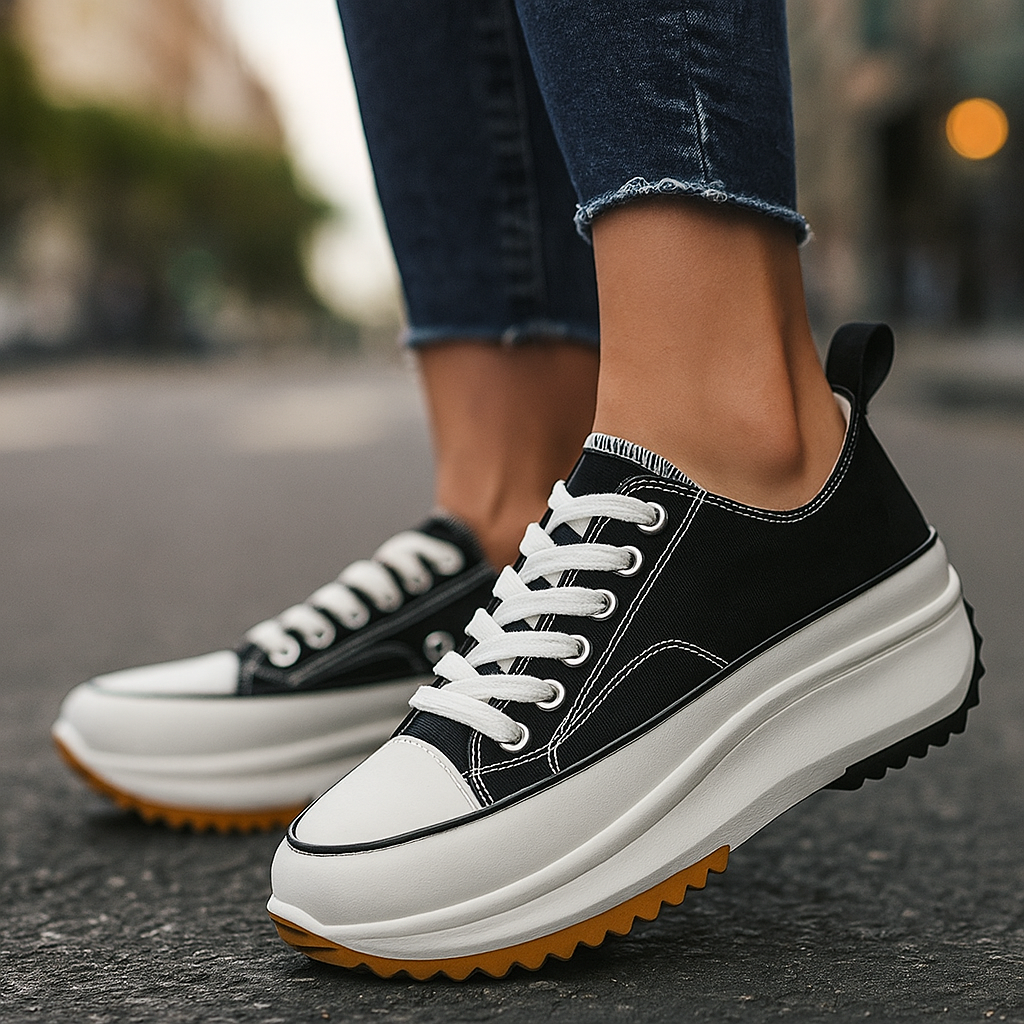 Women's Chunky Platform Sneakers – Cushioned Lace-Up Statement Shoes