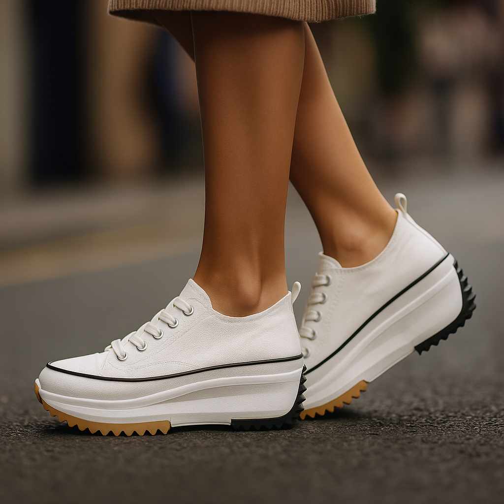 Women's Chunky Platform Sneakers – Cushioned Lace-Up Statement Shoes