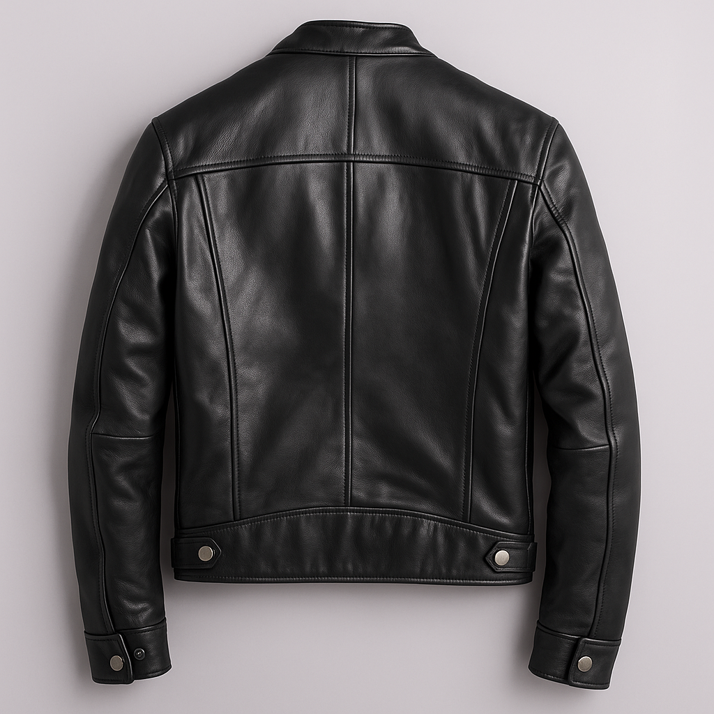 Men's Vintage-Look Biker Jacket – Washed Finish Zip Moto Jacket