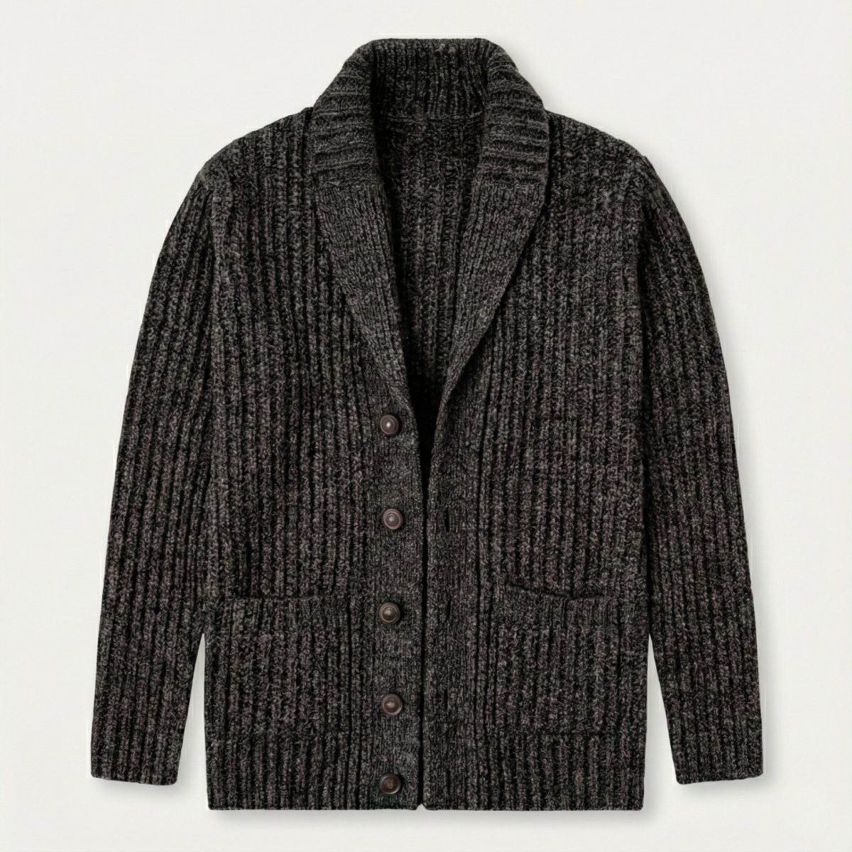 Men's Chunky Shawl Collar Cardigan – Heavy Cable Knit Button Sweater