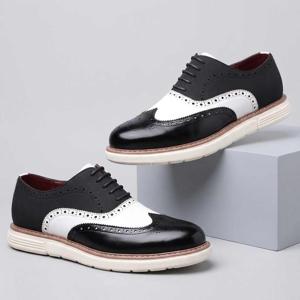 Men's Wingtip Brogue Oxford Shoes – Chunky Sole Hybrid Dress Shoes