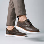 Men's Brogue Hybrid Sneakers – Wingtip Knit Lace-Up Casual Shoes