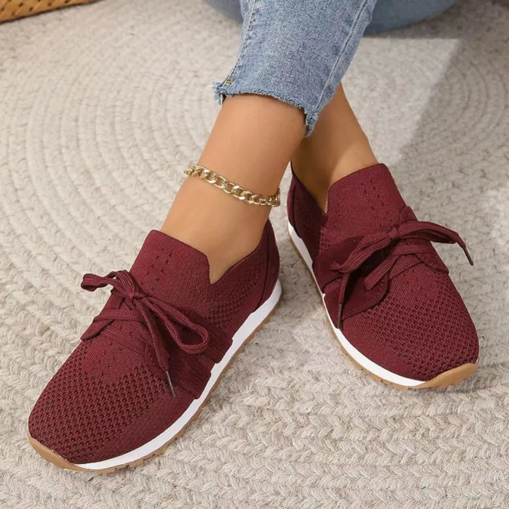 Women's Lace-Detail Slip-On Sneakers – Breathable Non-Slip Walking Shoes
