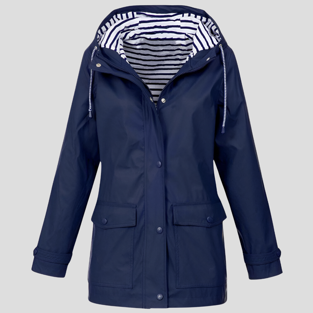 Women's Insulated Hooded Rain Jacket – Windproof Water-Resistant Coat