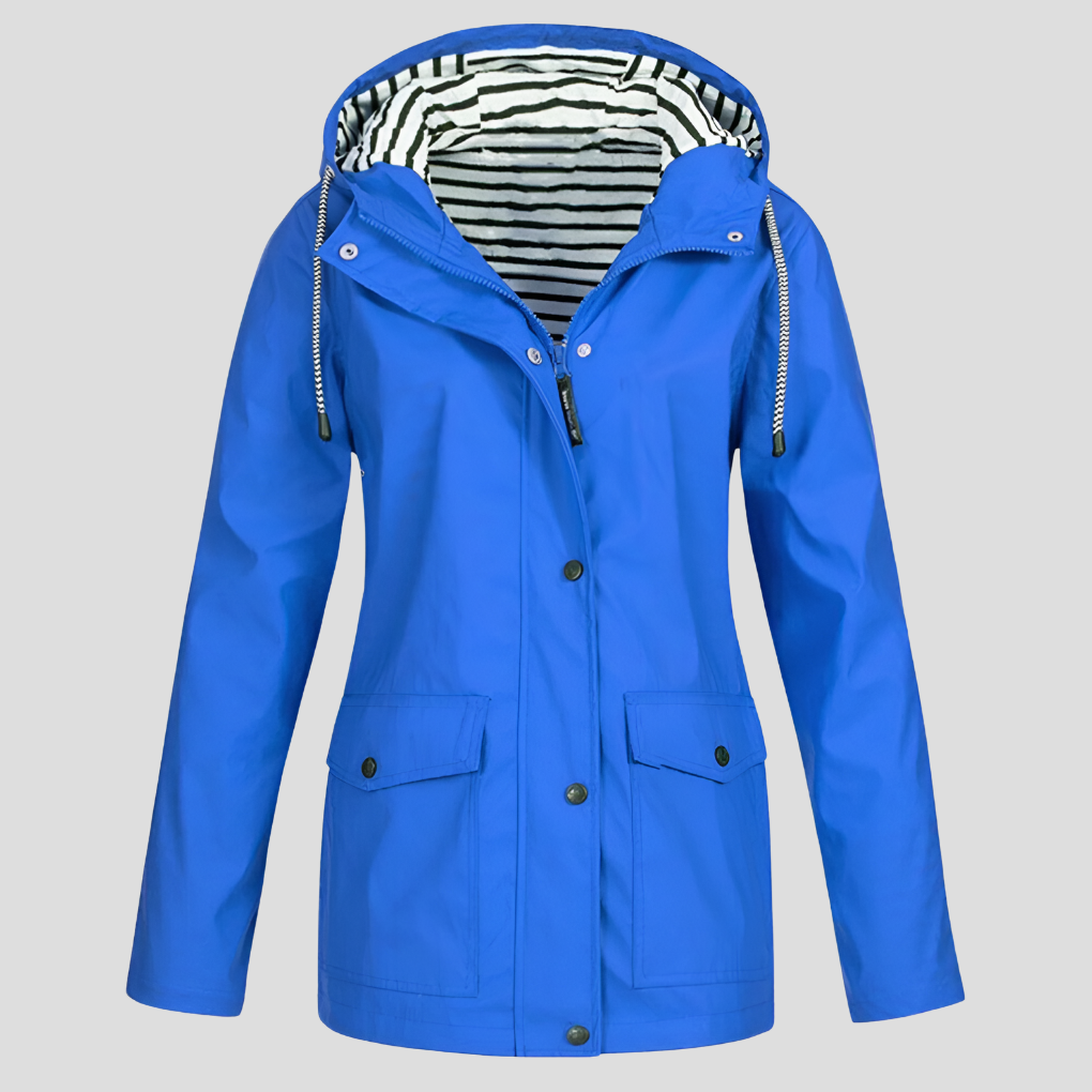 Women's Insulated Hooded Rain Jacket – Windproof Water-Resistant Coat