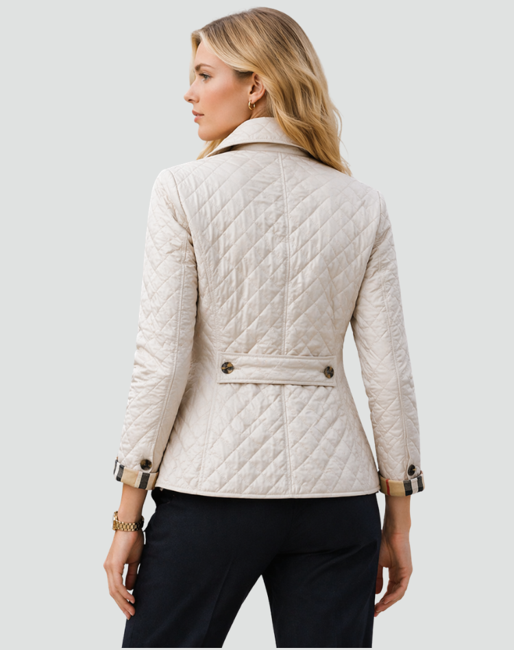 Women's Diamond Quilted Jacket – Lightweight Button-Front Mid-Season Coat