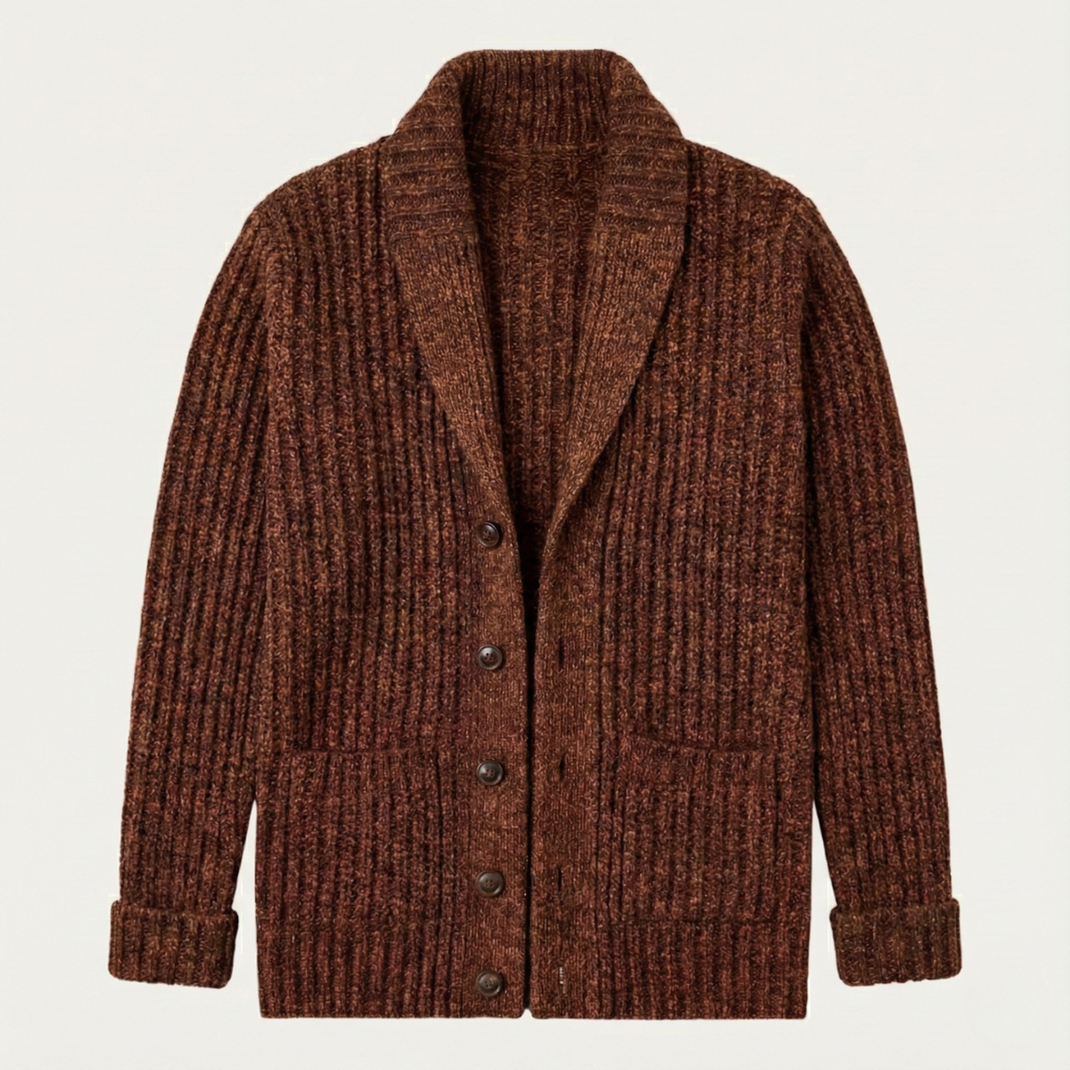 Men's Chunky Shawl Collar Cardigan – Heavy Cable Knit Button Sweater