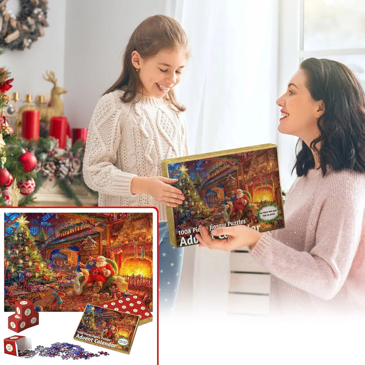 Nora | Jigsaw Puzzle Christmas Advent Calendar with 24 Daily Puzzle Boxes