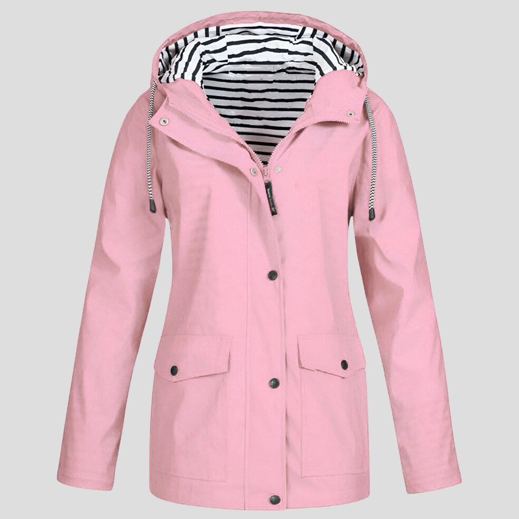 Women's Insulated Hooded Rain Jacket – Windproof Water-Resistant Coat