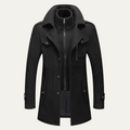 Men's Tailored Wool Blend Overcoat – Lapel Collar Trench-Style Coat