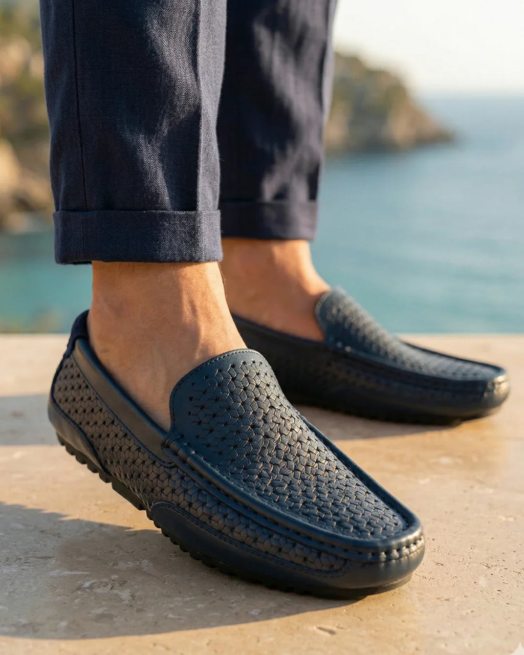 Men's Woven Slip-On Loafers – Handwoven Summer Driving Shoes