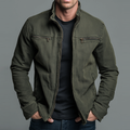 Men's Vintage Cotton Zip Jacket – Rugged Stand Collar Utility Casual Coat