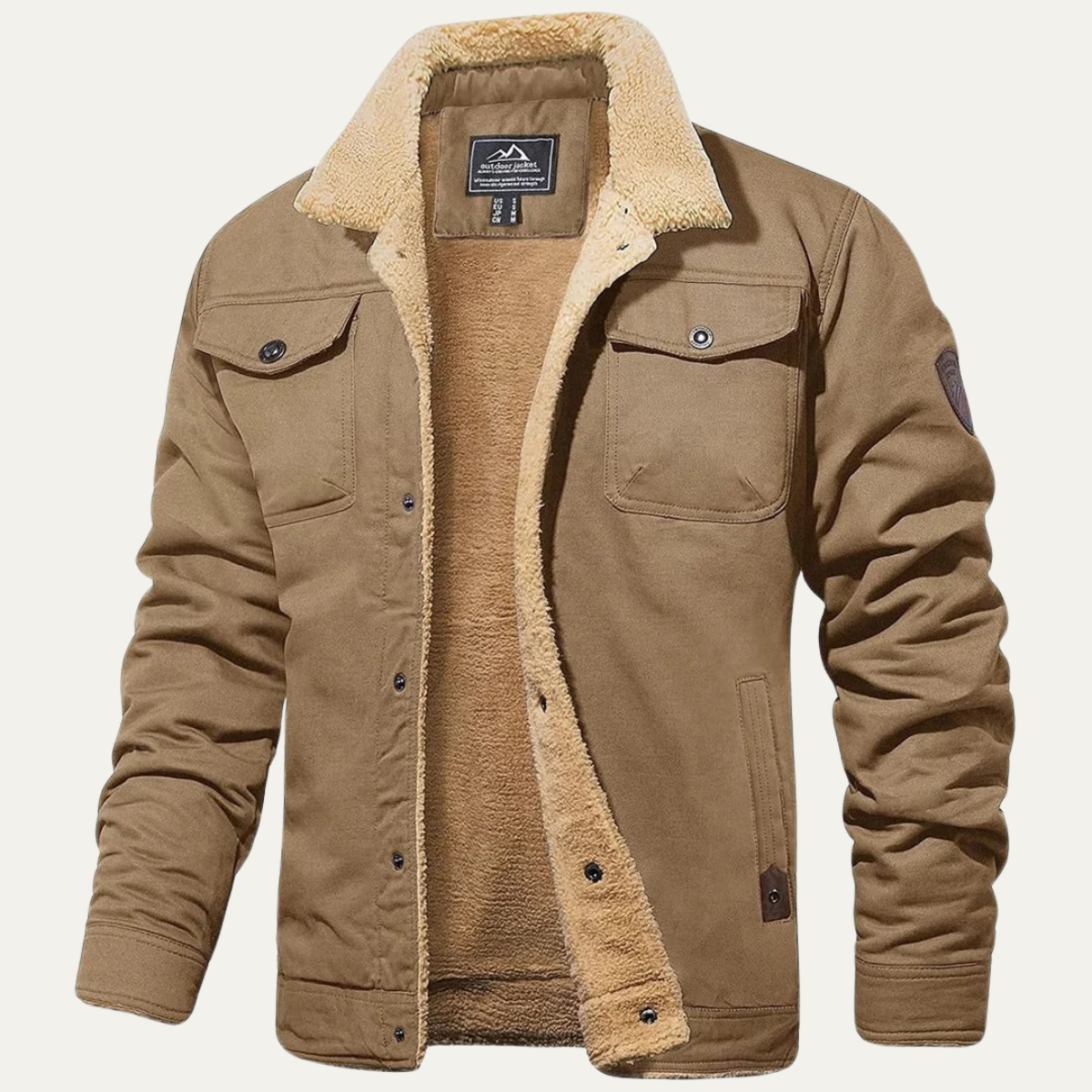 Men's Fleece Lined Button Coat – Warm Winter Jacket with Fleece Collar