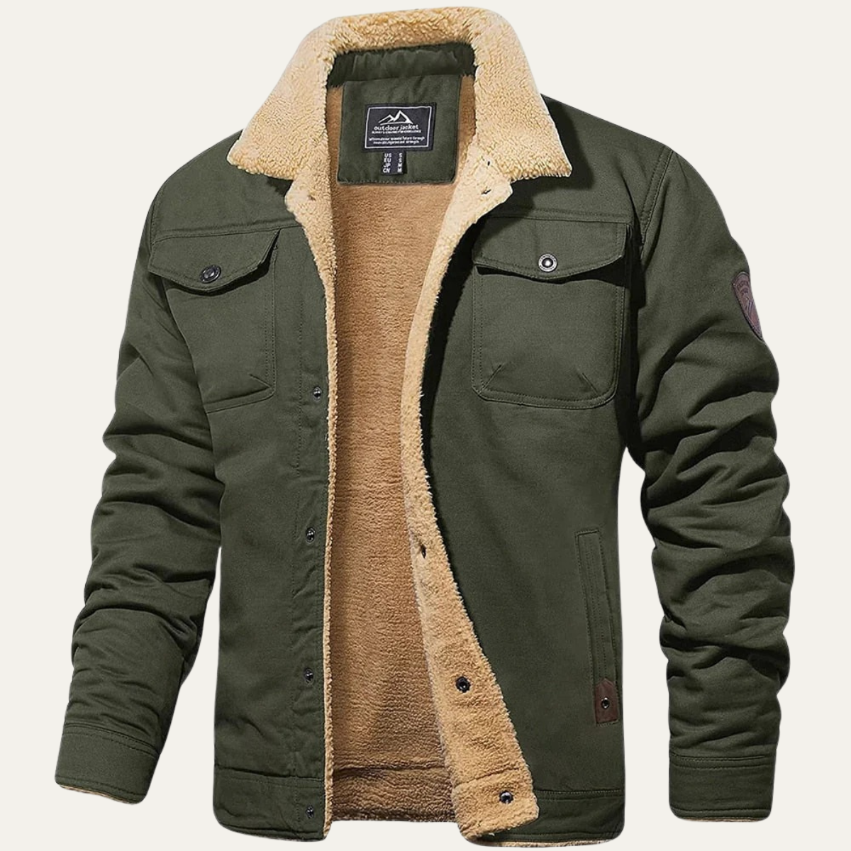 Men's Fleece Lined Button Coat – Warm Winter Jacket with Fleece Collar