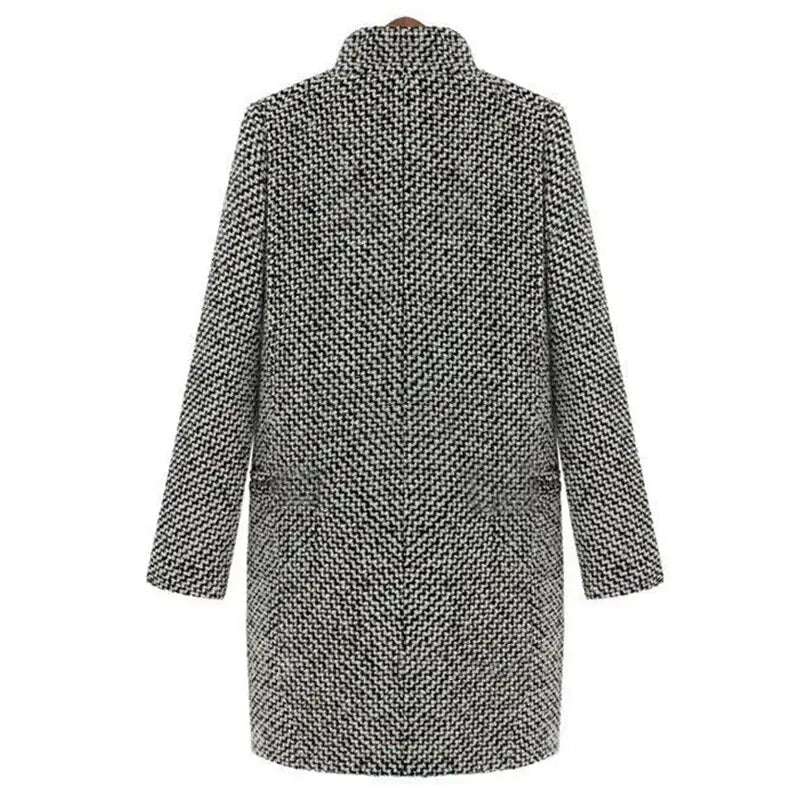 Women's Long V-Neck Coat – Single Button Elegant Winter Overcoat