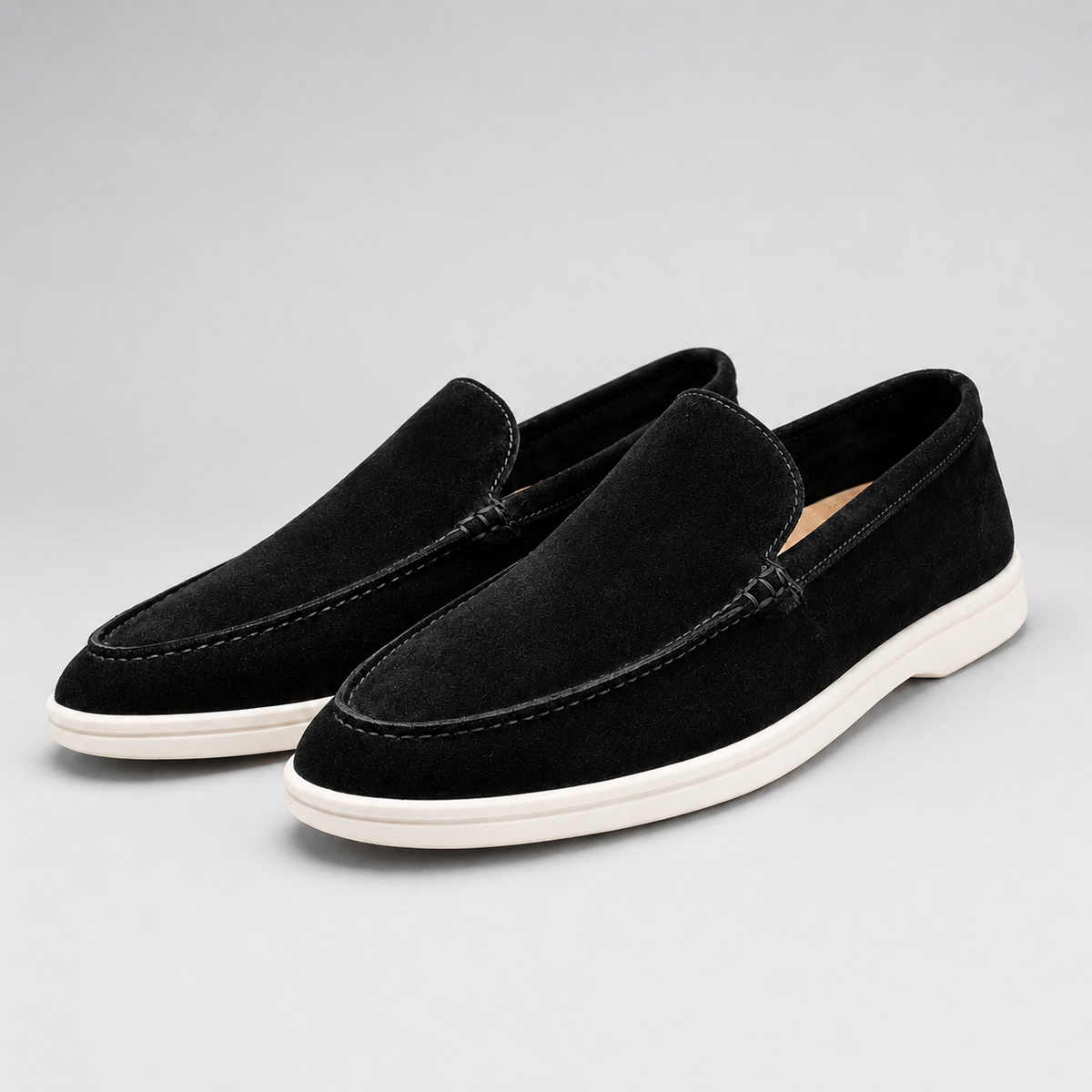 Men's Suede-Look Slip-On Loafers – Lightweight Cushioned Casual Shoes