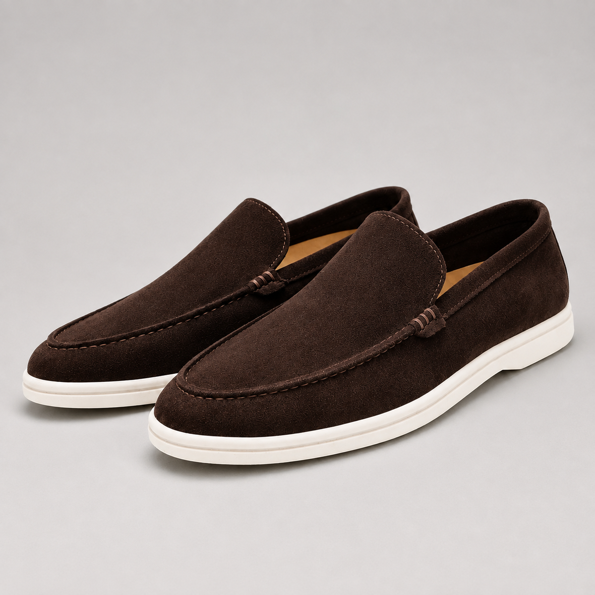 Men's Suede-Look Slip-On Loafers – Lightweight Cushioned Casual Shoes