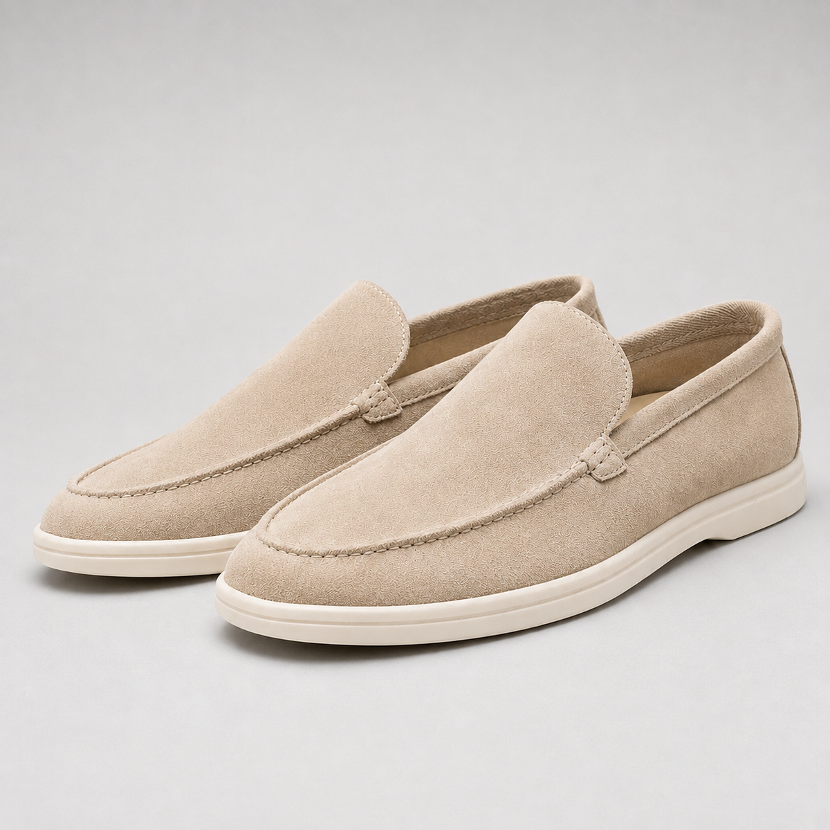 Men's Suede-Look Slip-On Loafers – Lightweight Cushioned Casual Shoes