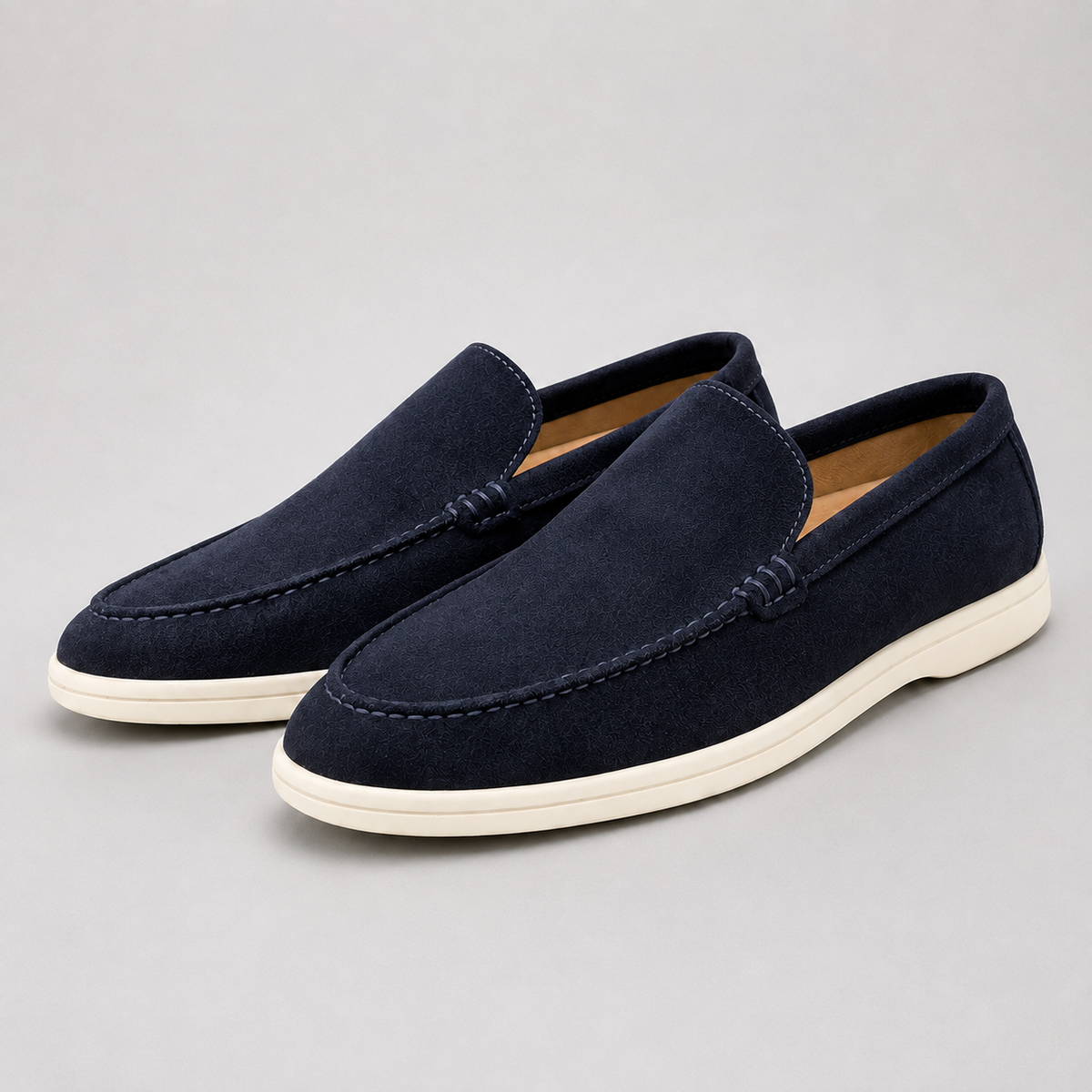 Men's Suede-Look Slip-On Loafers – Lightweight Cushioned Casual Shoes