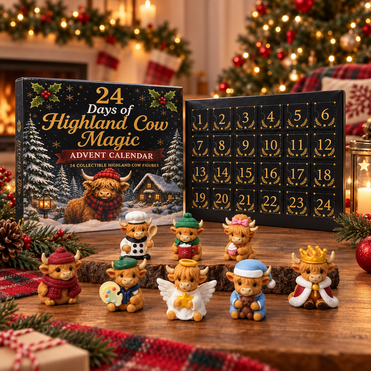 Ivy | Highland Cow Christmas Advent Calendar with 24 Farmhouse Surprises