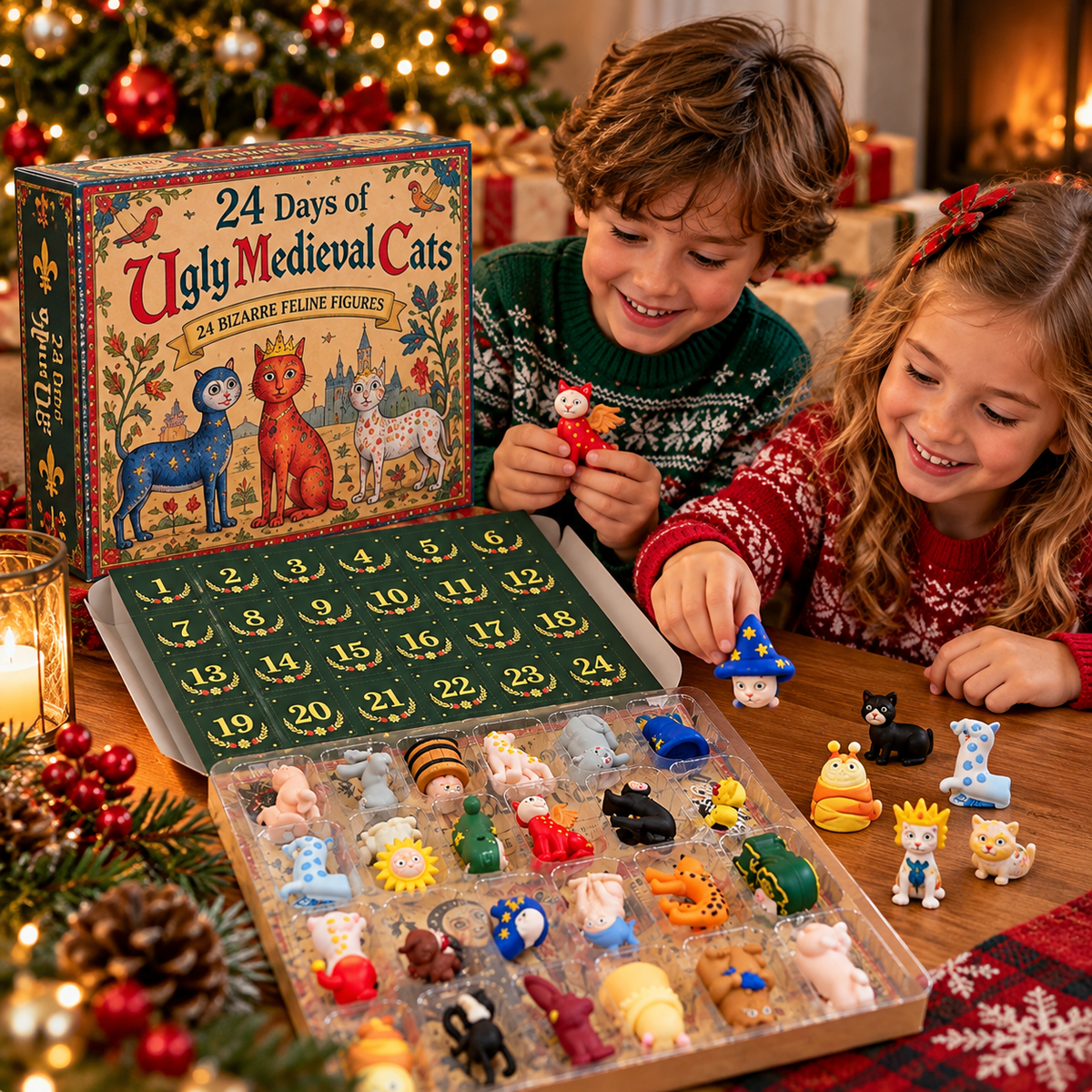 Felix | Medieval Cat Christmas Advent Calendar with 24 Funny Cat Figurines