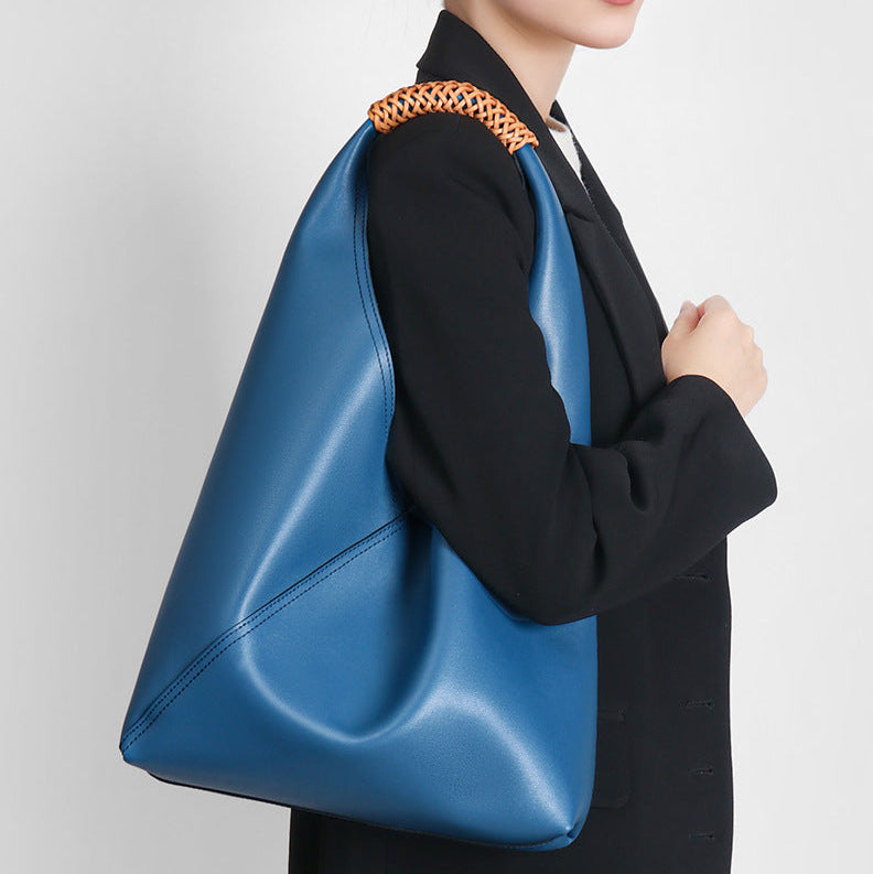 Women's Slouchy Hobo Bag – Rattan Top Handle Everyday Handbag