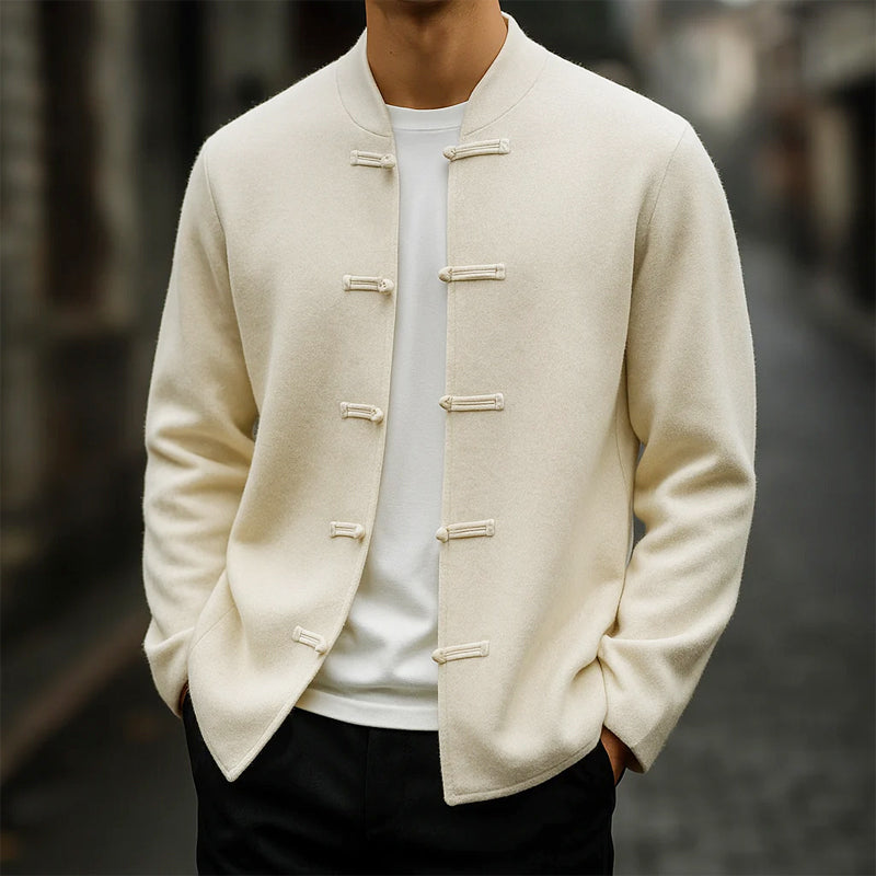 Men's Mandarin Collar Knit Cardigan – Toggle Closure Sweater Jacket