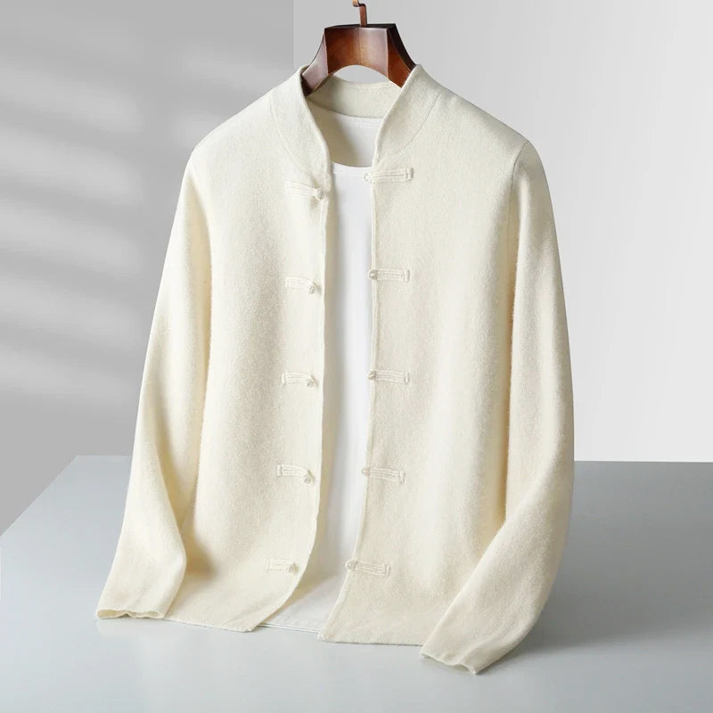 Men's Mandarin Collar Knit Cardigan – Toggle Closure Sweater Jacket