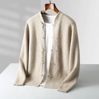 Men's Mandarin Collar Knit Cardigan – Toggle Closure Sweater Jacket