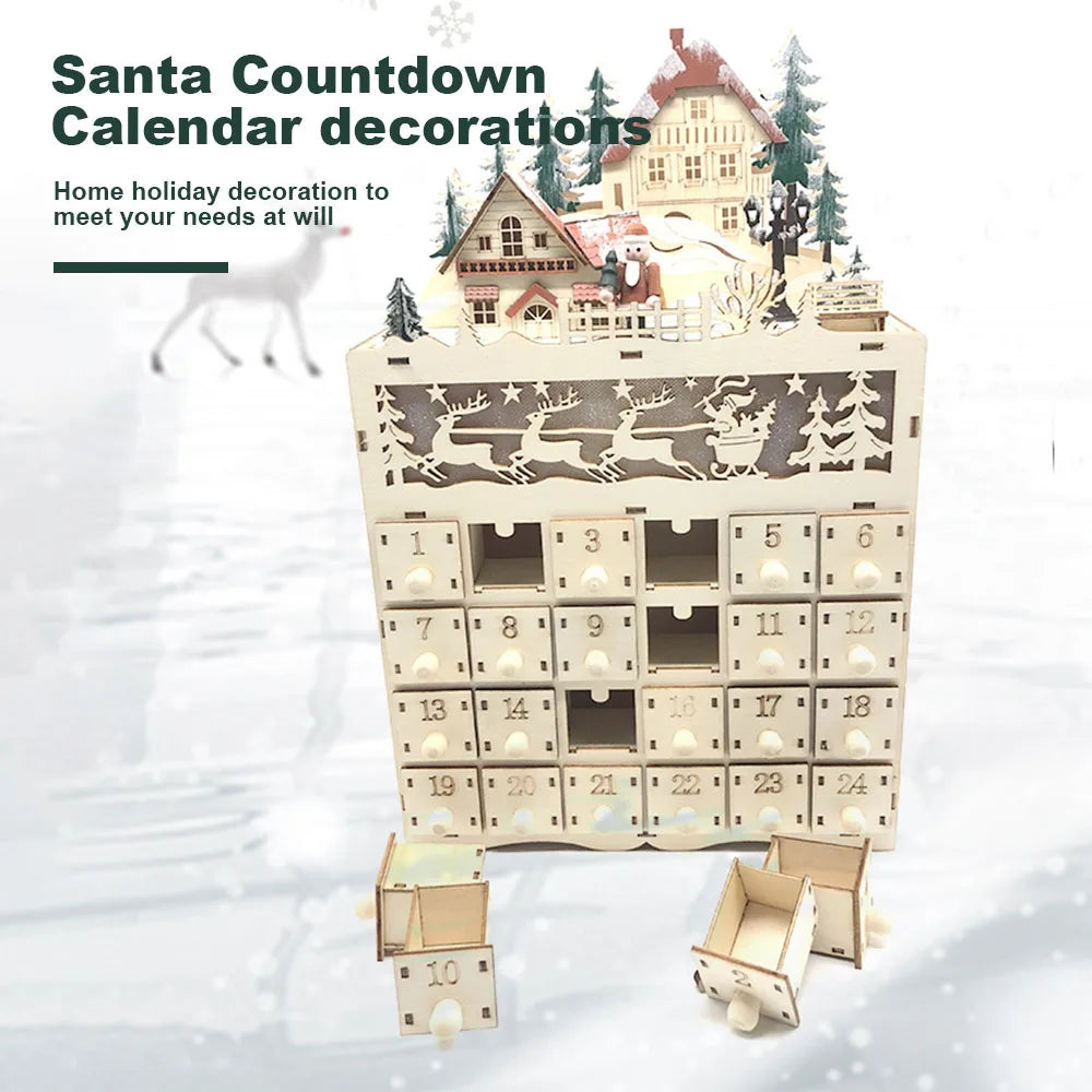 Willow | Wooden LED Christmas Advent Calendar with 24 Refillable Drawers