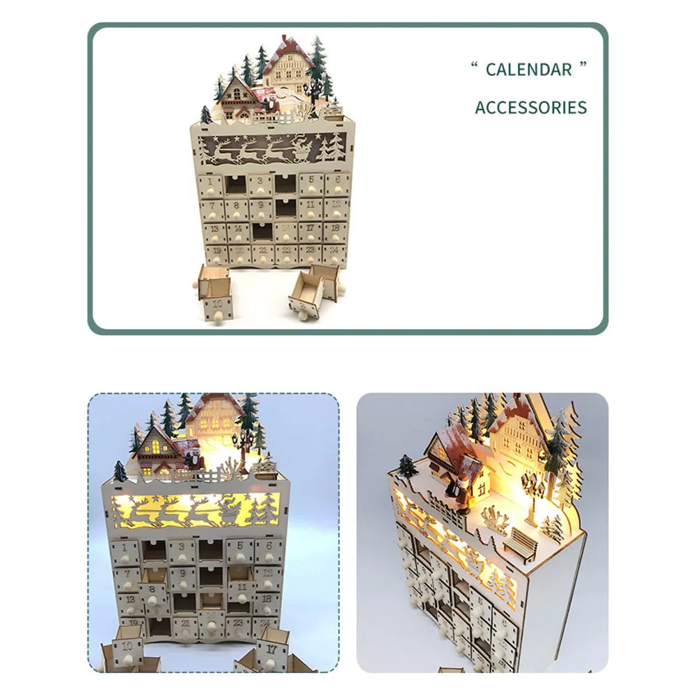 Willow | Wooden LED Christmas Advent Calendar with 24 Refillable Drawers