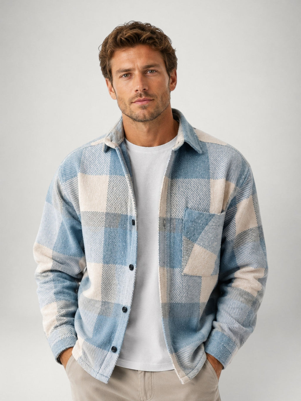 Men's Brushed Plaid Flannel Shirt – Relaxed Fit Overshirt
